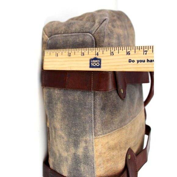 LARGE KiliKili BROWN BEIGE GENUINE LEATHER CANVAS SHOULDER BAG HANDBAG TOTE HOBO - Picture 11 of 14